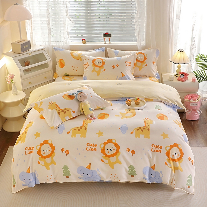 91家纺网 家纺一手货源 找家纺 馨雅家纺 2026新款简欧纯棉印花多规格四件套 狮子乐园