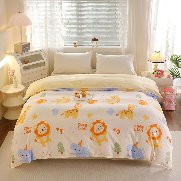 91家纺网 家纺一手货源 找家纺 馨雅家纺 2026新款简欧纯棉印花多规格四件套 狮子乐园