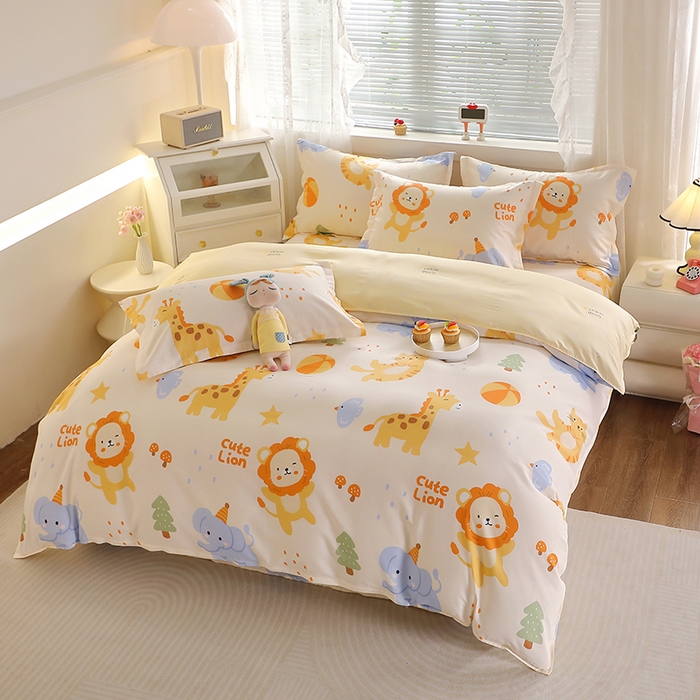 91家纺网 家纺一手货源 找家纺 馨雅家纺 2026新款简欧纯棉印花多规格四件套 狮子乐园