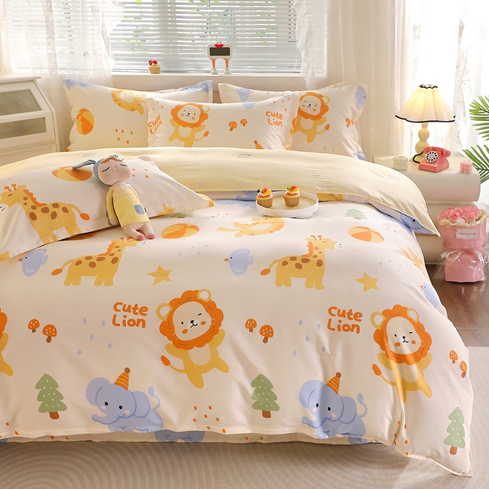 91家纺网 家纺一手货源 找家纺 馨雅家纺 2026新款简欧纯棉印花多规格四件套 狮子乐园