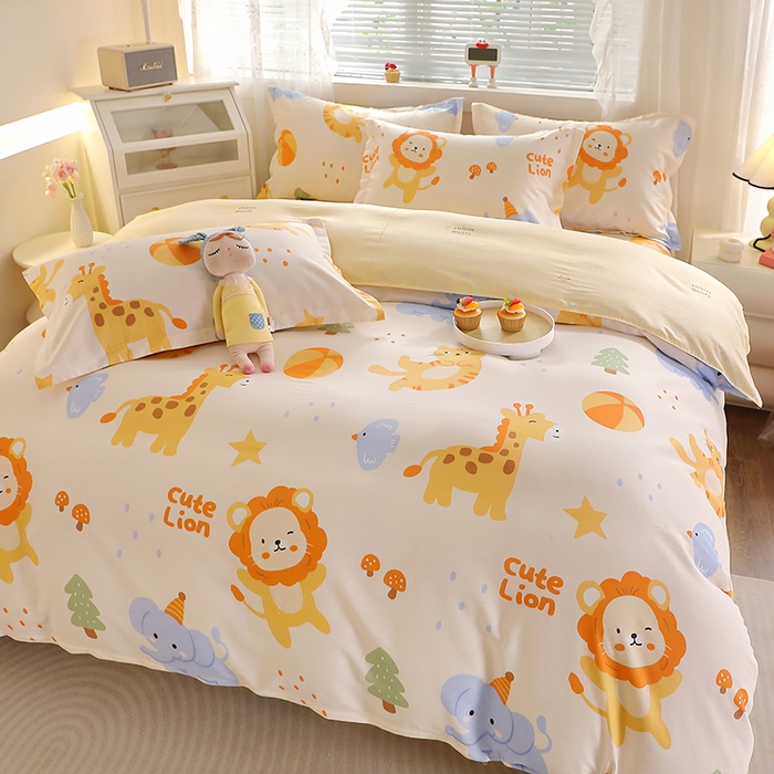 91家纺网 家纺一手货源 找家纺 馨雅家纺 2026新款简欧纯棉印花多规格四件套 狮子乐园