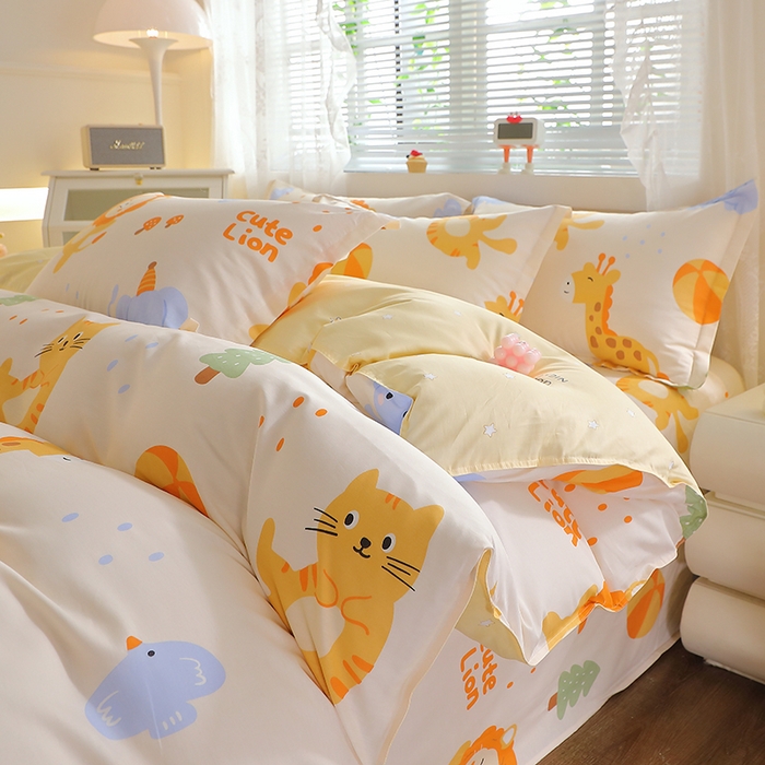 91家纺网 家纺一手货源 找家纺 馨雅家纺 2026新款简欧纯棉印花多规格四件套 狮子乐园