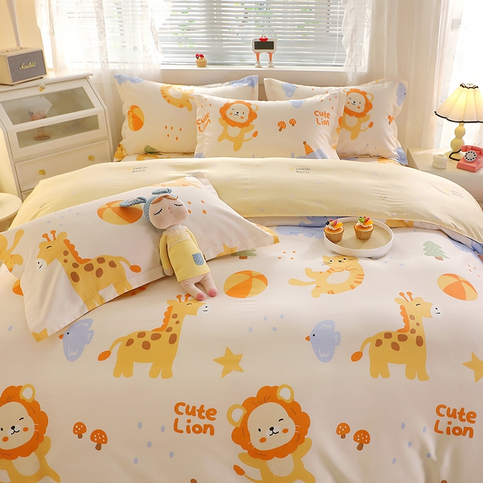 91家纺网 家纺一手货源 找家纺 馨雅家纺 2026新款简欧纯棉印花多规格四件套 狮子乐园