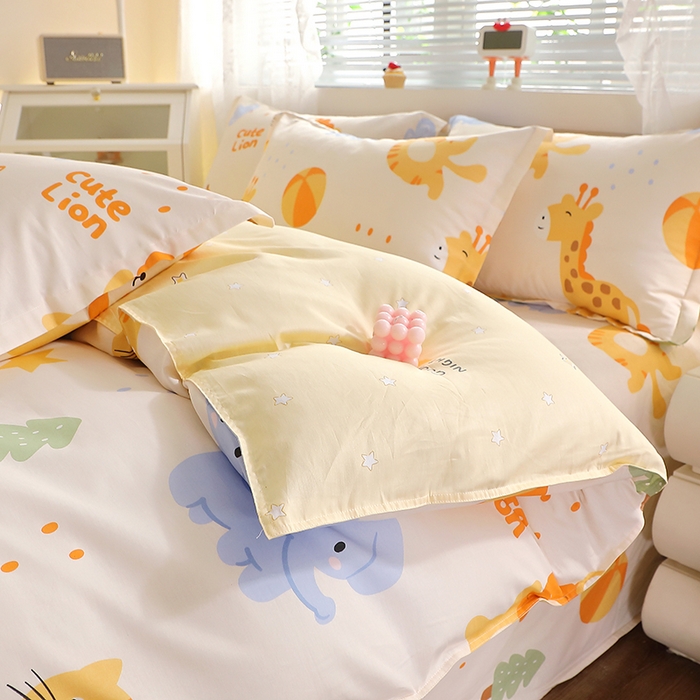 91家纺网 家纺一手货源 找家纺 馨雅家纺 2026新款简欧纯棉印花多规格四件套 狮子乐园