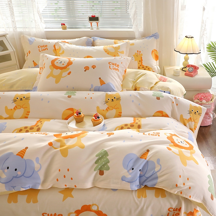 91家纺网 家纺一手货源 找家纺 馨雅家纺 2026新款简欧纯棉印花多规格四件套 狮子乐园