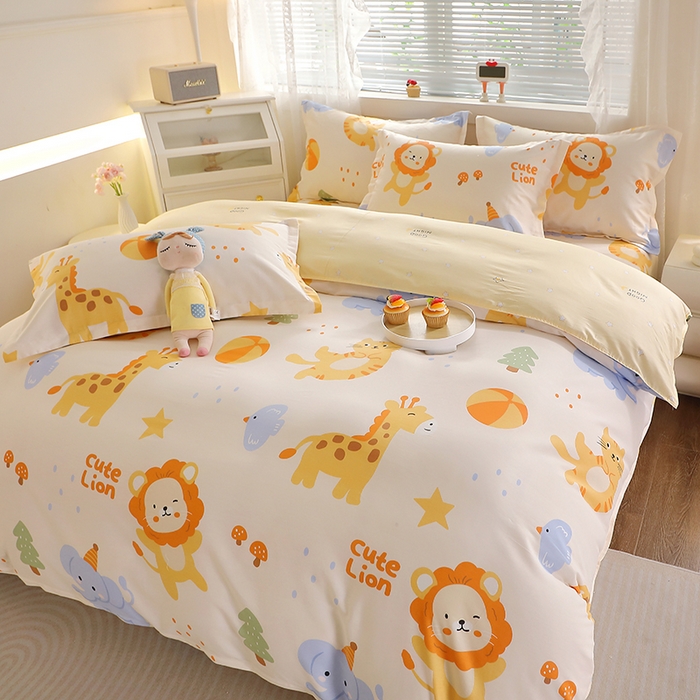 91家纺网 家纺一手货源 找家纺 馨雅家纺 2026新款简欧纯棉印花多规格四件套 狮子乐园