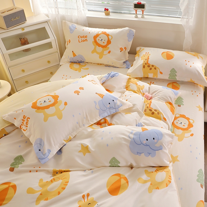 91家纺网 家纺一手货源 找家纺 馨雅家纺 2026新款简欧纯棉印花多规格四件套 狮子乐园