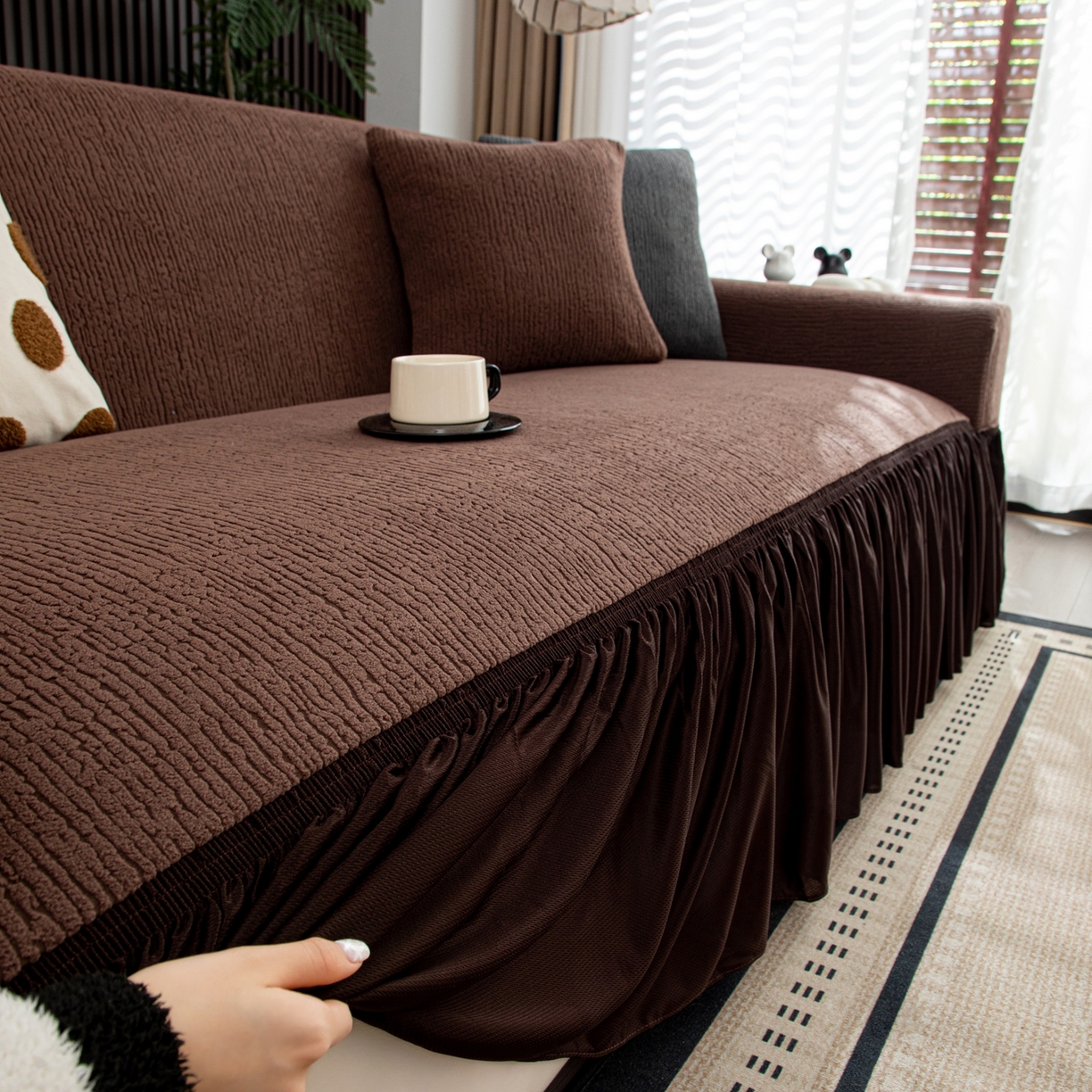 91家纺网 家纺一手货源 找家纺 （总）沐沐家纺 2026新款酥阳裙边沙发套