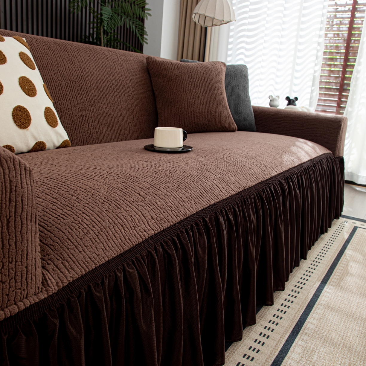 91家纺网 家纺一手货源 找家纺 （总）沐沐家纺 2026新款酥阳裙边沙发套