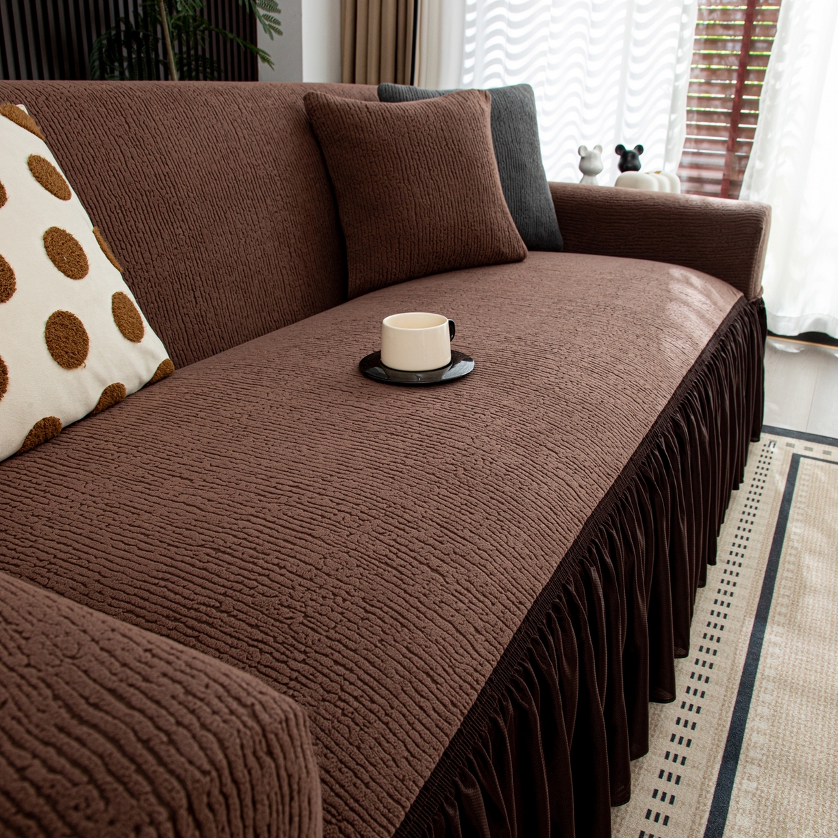 91家纺网 家纺一手货源 找家纺 （总）沐沐家纺 2026新款酥阳裙边沙发套