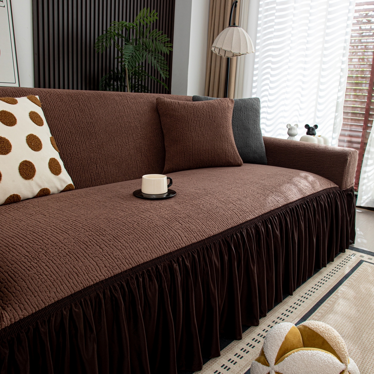 91家纺网 家纺一手货源 找家纺 （总）沐沐家纺 2026新款酥阳裙边沙发套