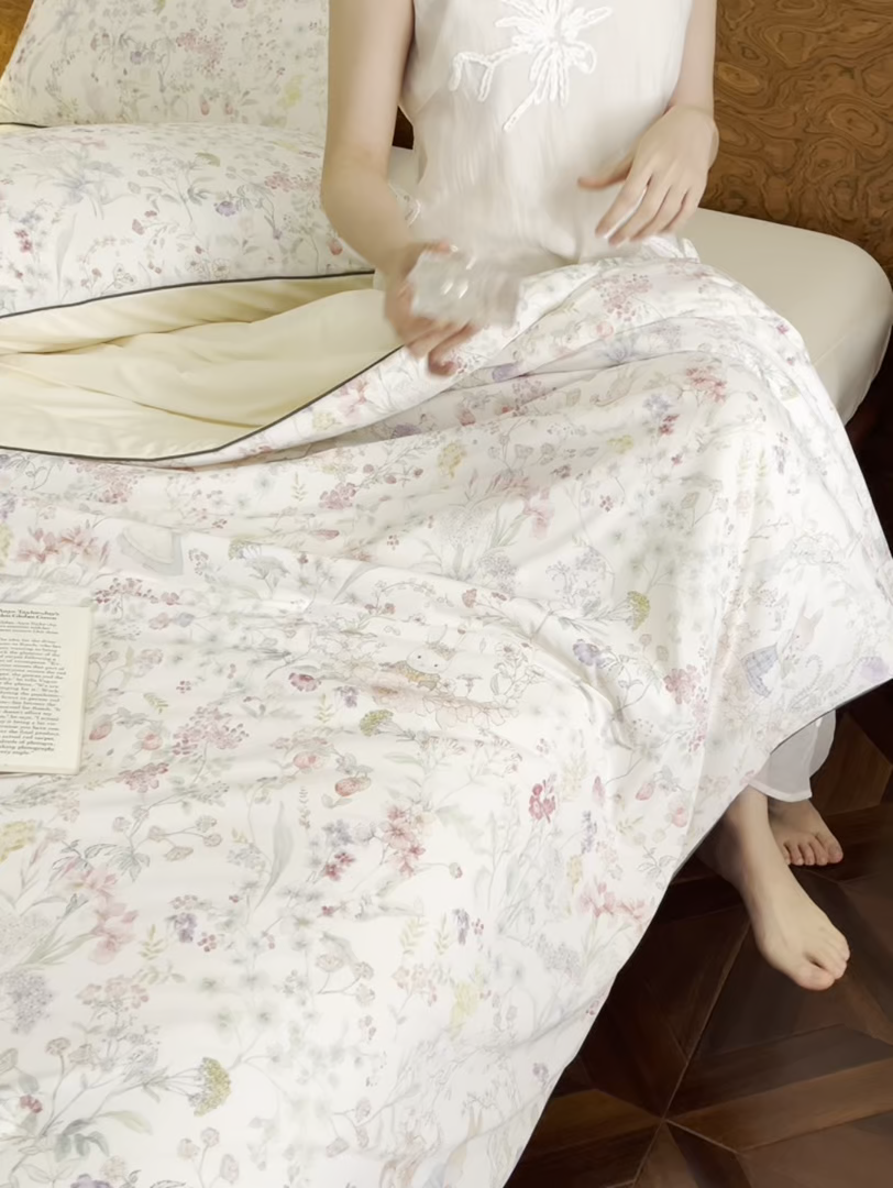 91家纺网 家纺一手货源 找家纺 丽笙被芯 2026新款凉感印花夏被夏凉被空调被 春野小兔-粉
