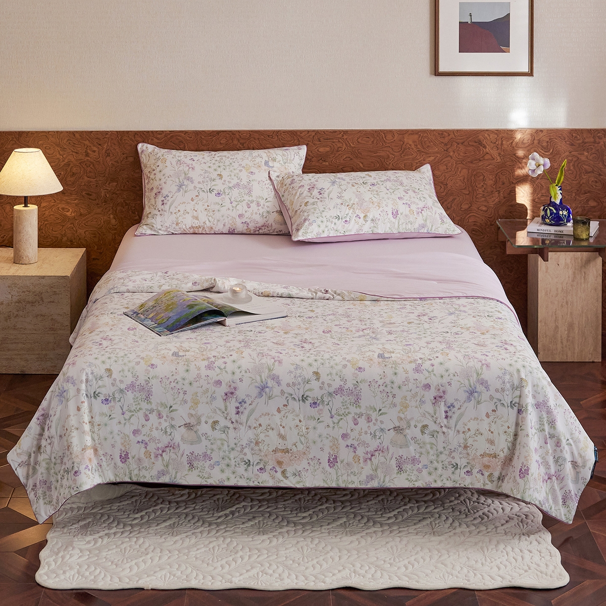 91家纺网 家纺一手货源 找家纺 丽笙被芯 2026新款凉感印花夏被夏凉被空调被 春野小兔-紫