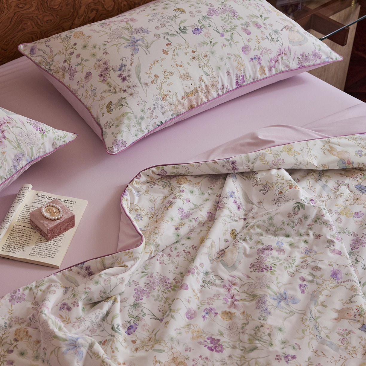 91家纺网 家纺一手货源 找家纺 丽笙被芯 2026新款凉感印花夏被夏凉被空调被 春野小兔-紫