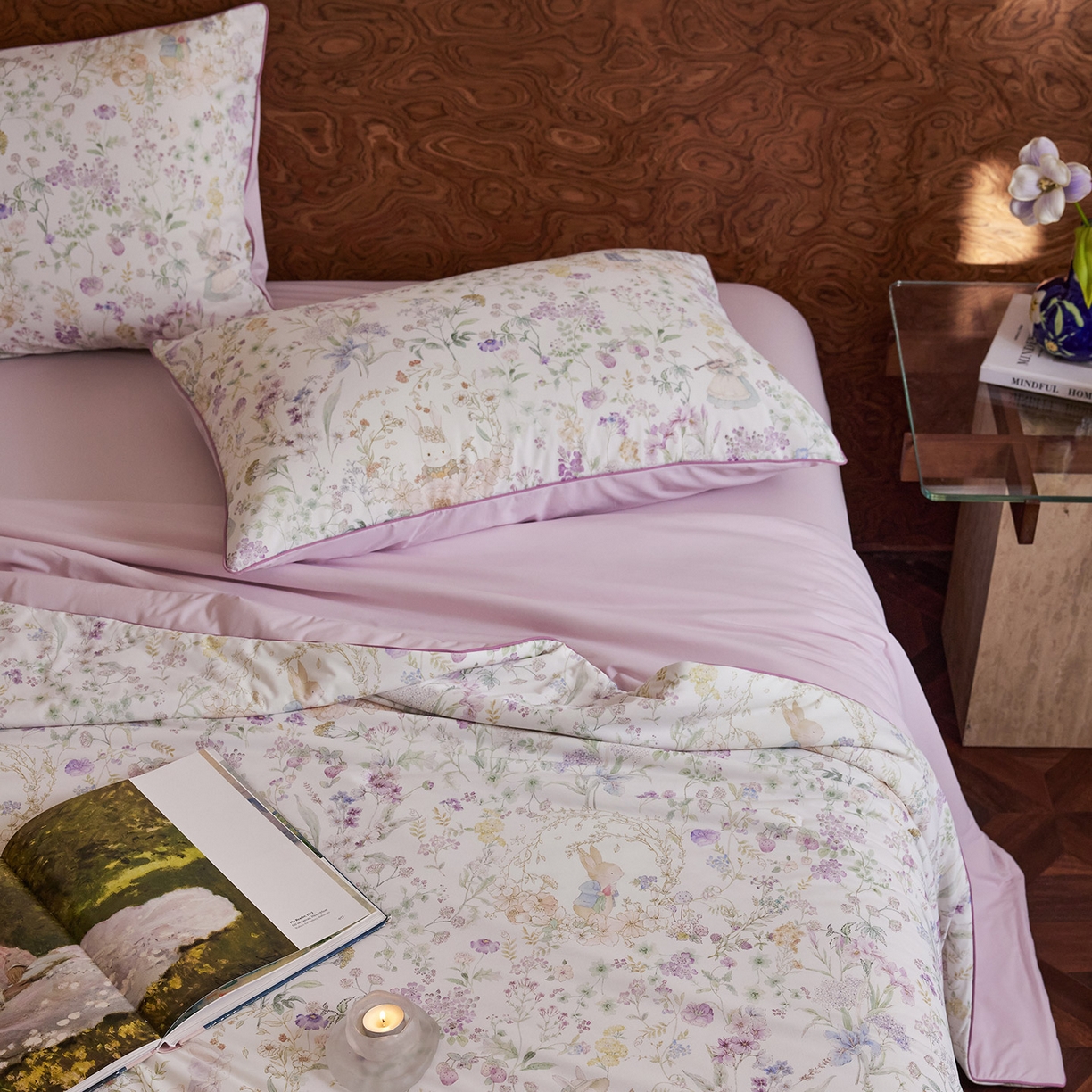 91家纺网 家纺一手货源 找家纺 丽笙被芯 2026新款凉感印花夏被夏凉被空调被 春野小兔-紫