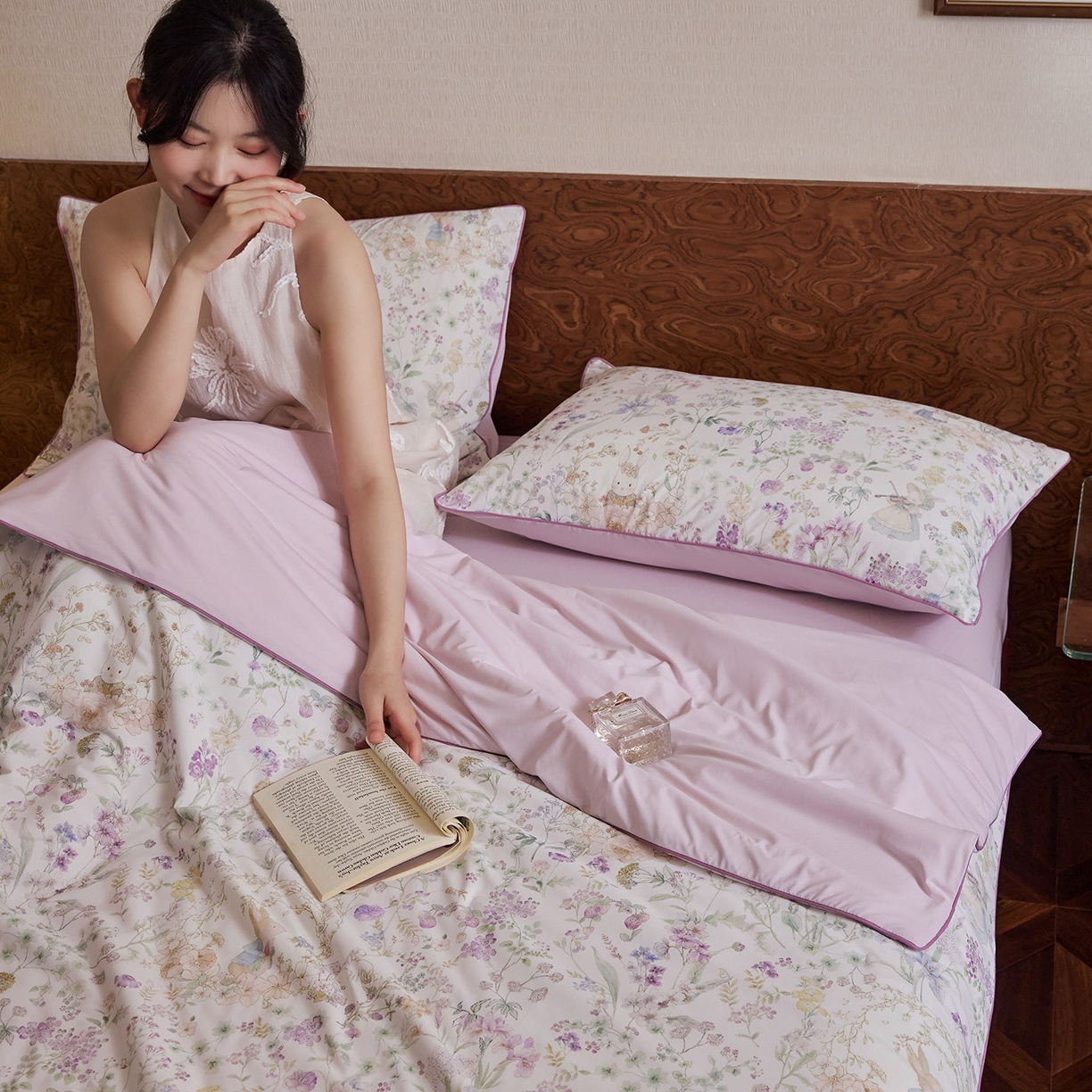 91家纺网 家纺一手货源 找家纺 丽笙被芯 2026新款凉感印花夏被夏凉被空调被 春野小兔-紫