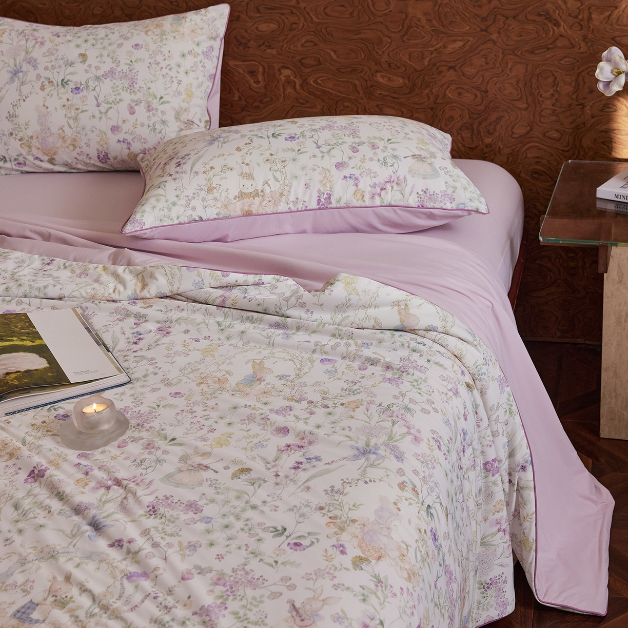 91家纺网 家纺一手货源 找家纺 丽笙被芯 2026新款凉感印花夏被夏凉被空调被 春野小兔-紫