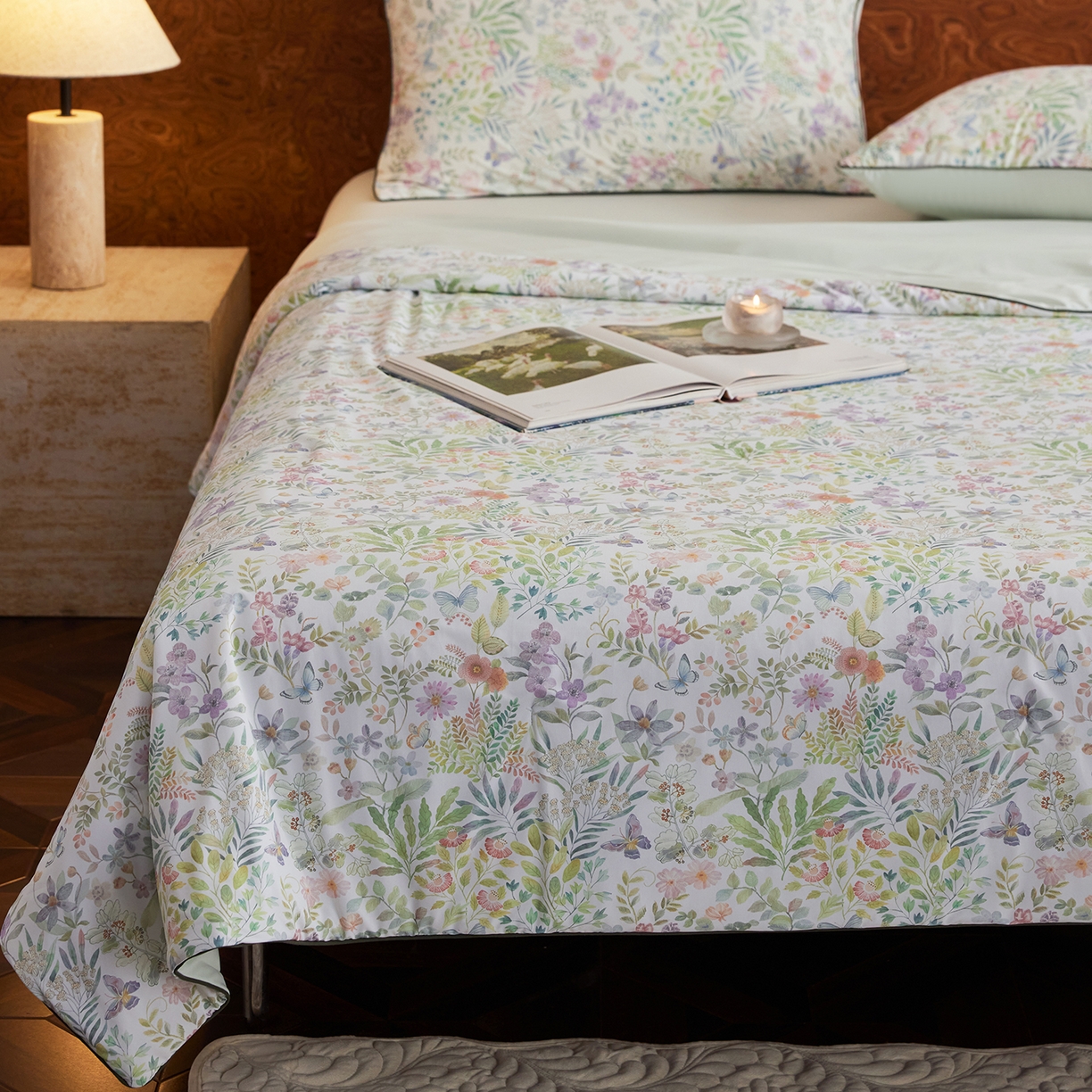 91家纺网 家纺一手货源 找家纺 丽笙被芯 2026新款凉感印花夏被夏凉被空调被 山野-绿