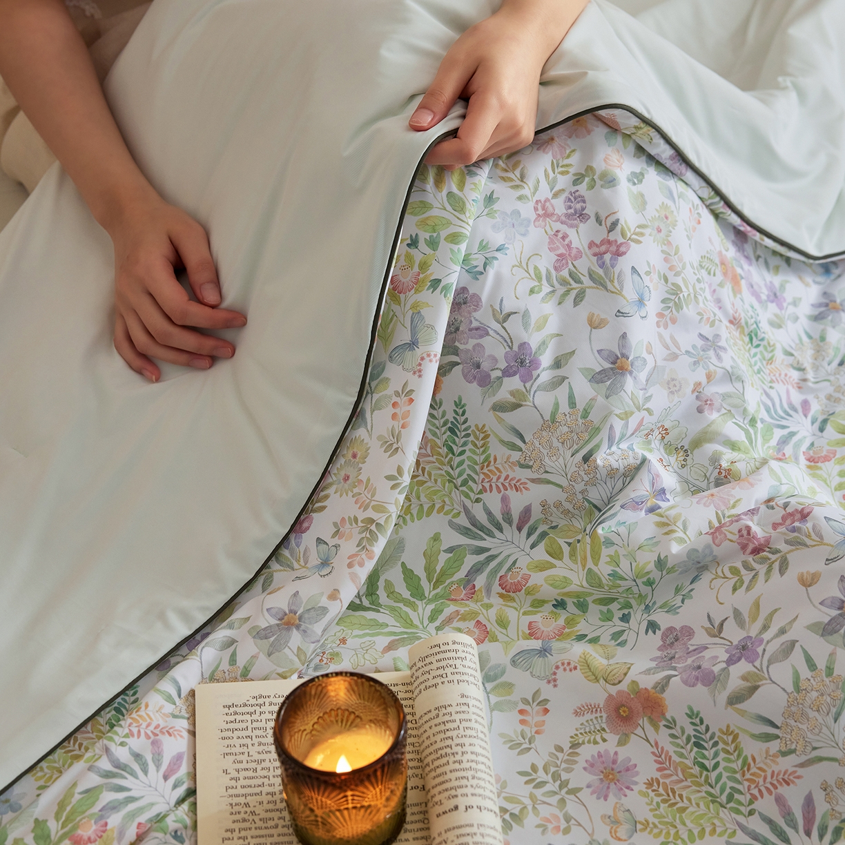 91家纺网 家纺一手货源 找家纺 丽笙被芯 2026新款凉感印花夏被夏凉被空调被 山野-绿