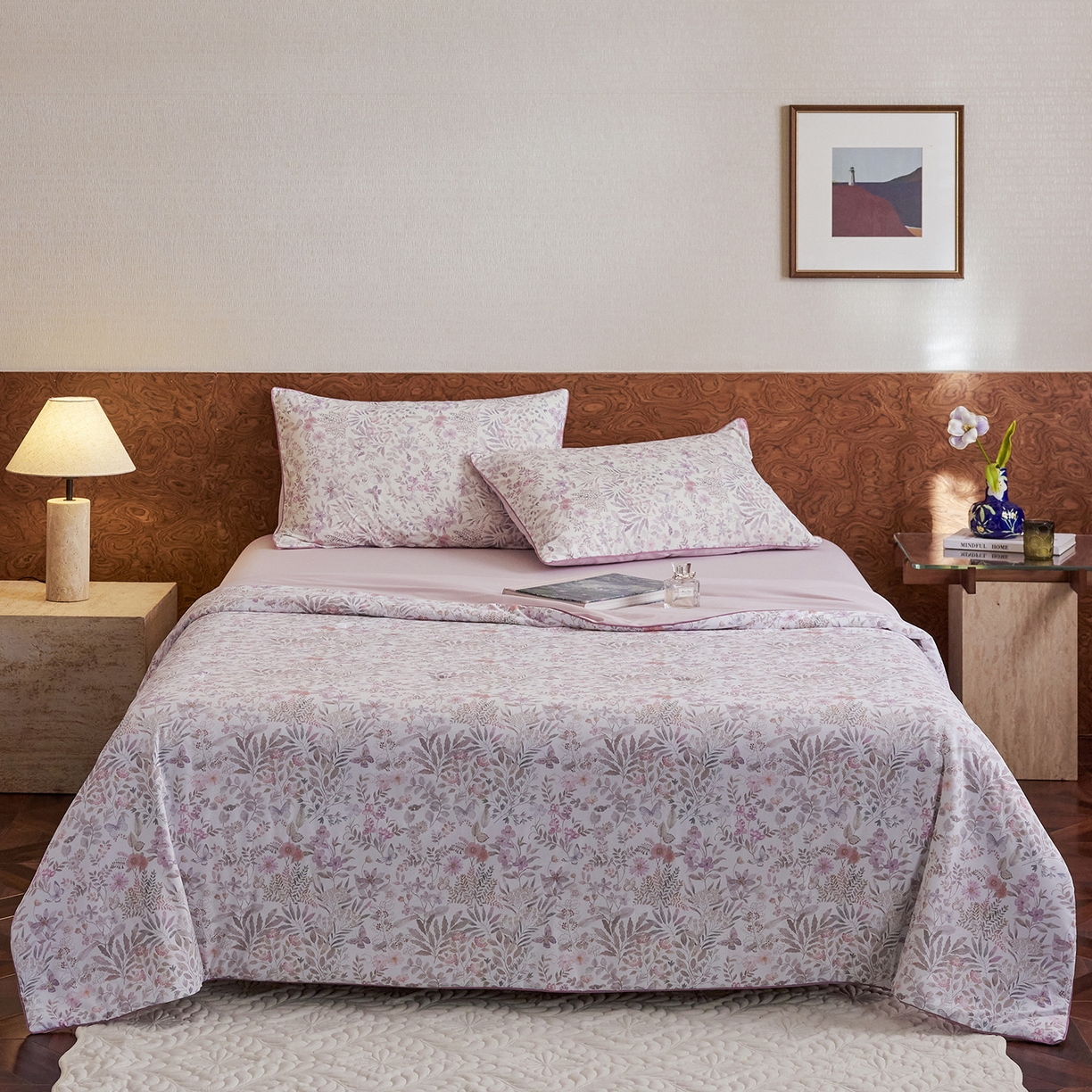 91家纺网 家纺一手货源 找家纺 丽笙被芯 2026新款凉感印花夏被夏凉被空调被 山野-紫