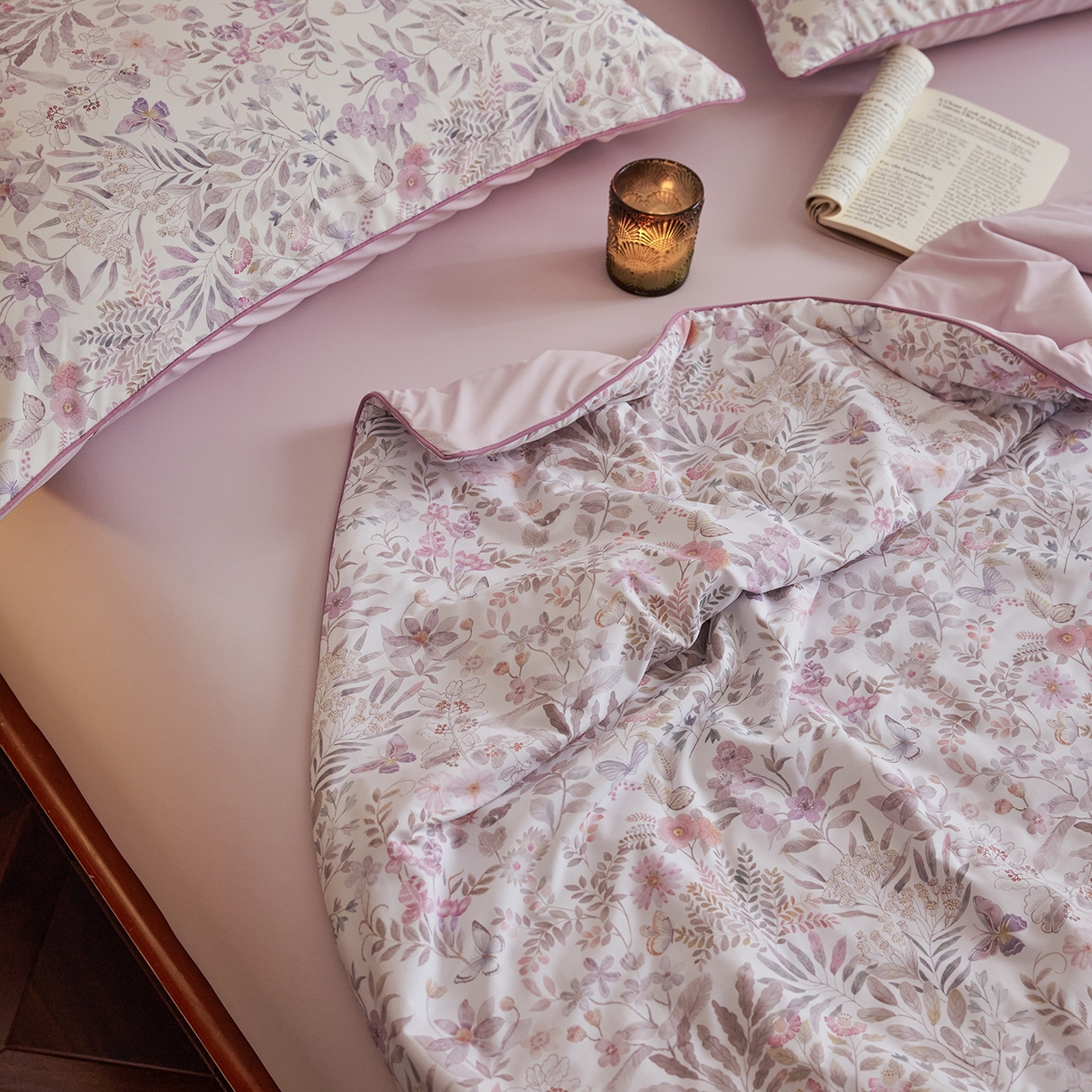 91家纺网 家纺一手货源 找家纺 丽笙被芯 2026新款凉感印花夏被夏凉被空调被 山野-紫