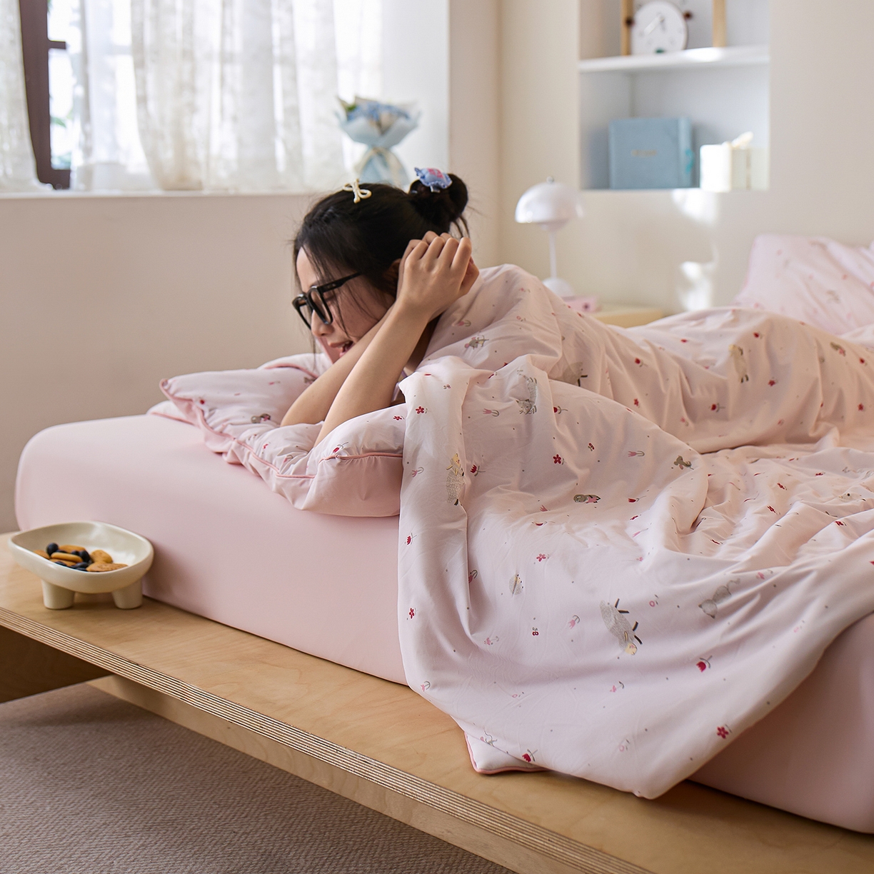 91家纺网 家纺一手货源 找家纺 丽笙被芯 2026新款凉感印花夏被夏凉被空调被 甜茶