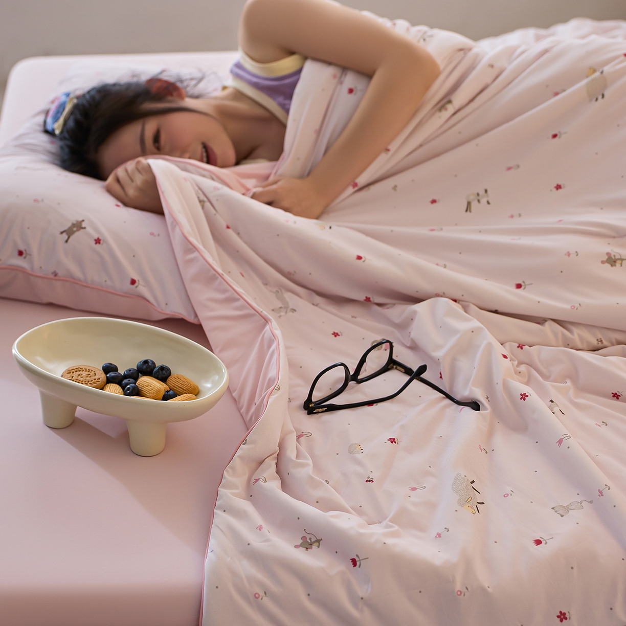 91家纺网 家纺一手货源 找家纺 丽笙被芯 2026新款凉感印花夏被夏凉被空调被 甜茶