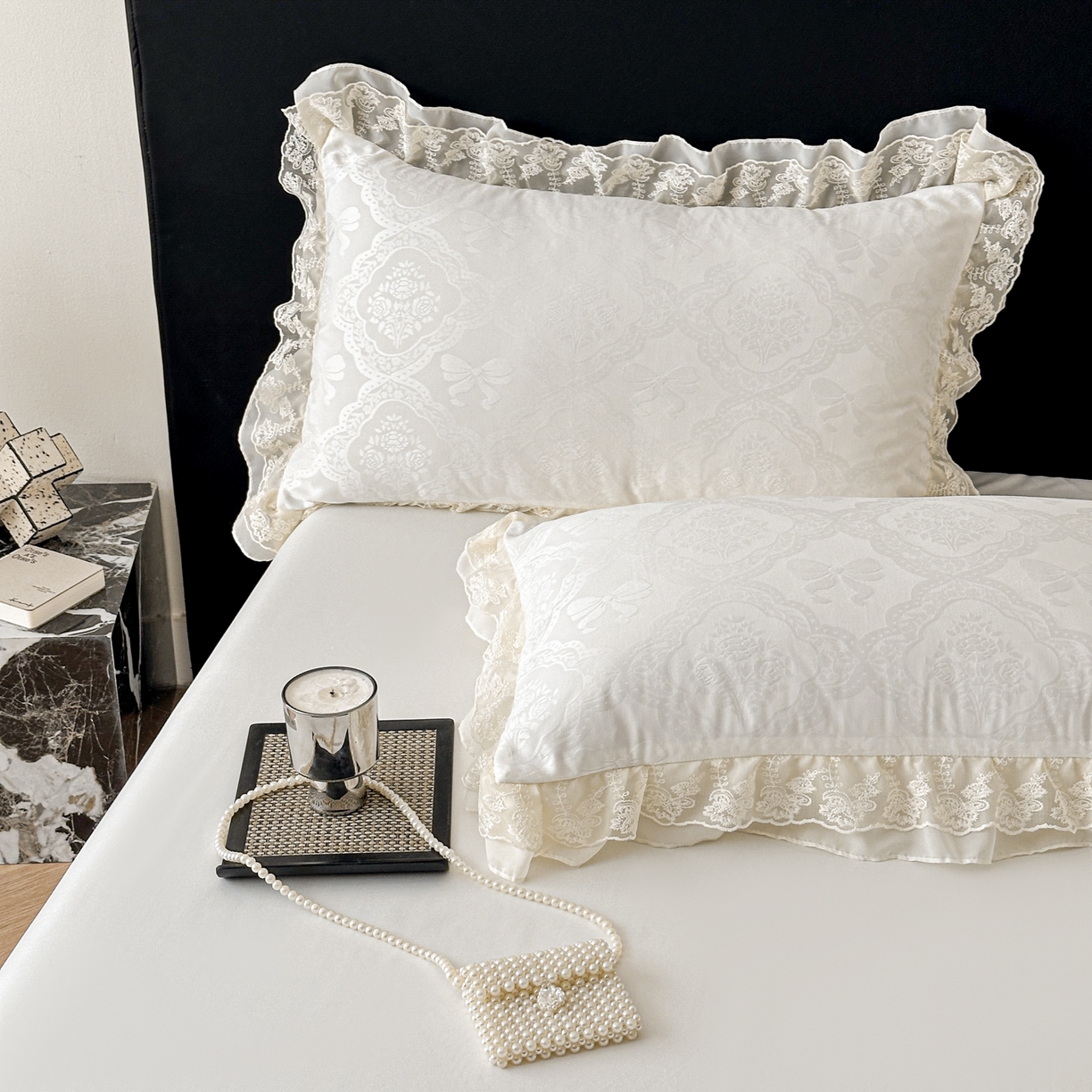 91家纺网 家纺一手货源 找家纺 你好美丽 2026新款水洗真丝蕾丝花边夏被夏凉被空调被四件套-夏梦 夏梦白