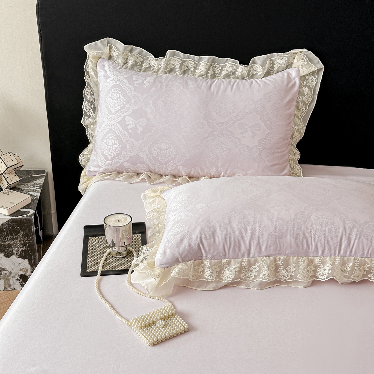 91家纺网 家纺一手货源 找家纺 你好美丽 2026新款水洗真丝蕾丝花边夏被夏凉被空调被四件套-夏梦 夏梦紫