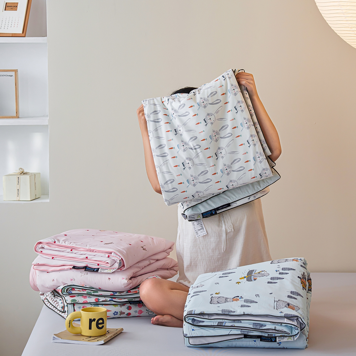 91家纺网 家纺一手货源 找家纺 丽笙被芯 2026新款凉感印花夏被夏凉被空调被 组合图（仅供展示不可下单）