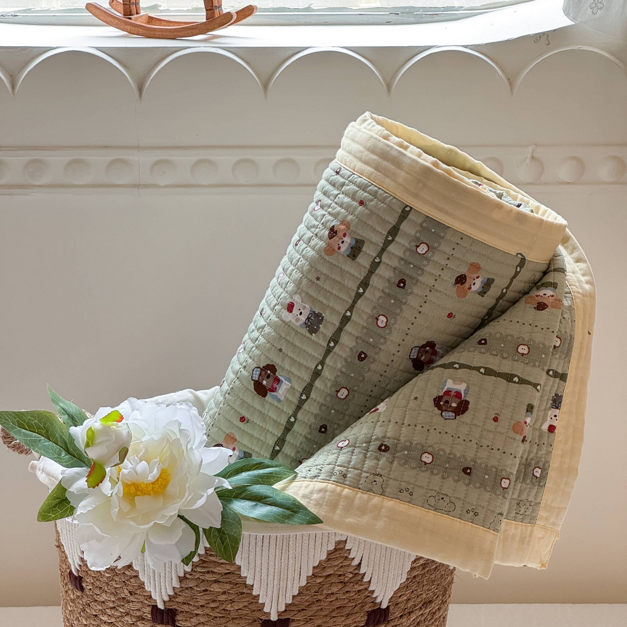 91家纺网 家纺一手货源 找家纺 床盖工厂店 2026春夏新款双面全棉床盖三件套 苹果小狗