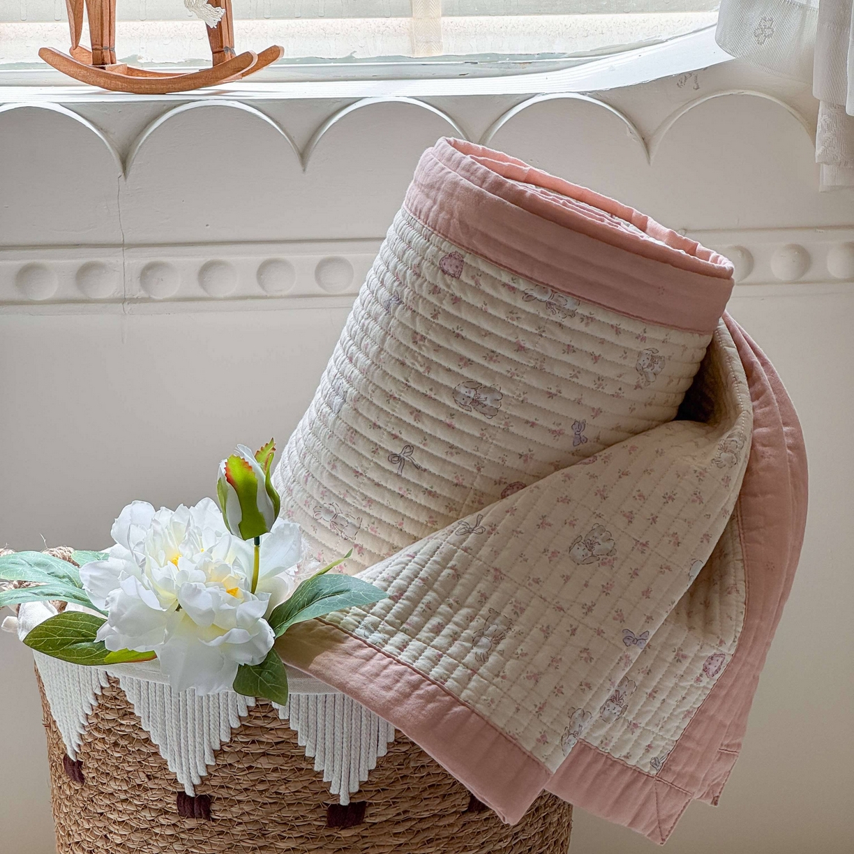 91家纺网 家纺一手货源 找家纺 床盖工厂店 2026春夏新款双面全棉床盖三件套 许许兔