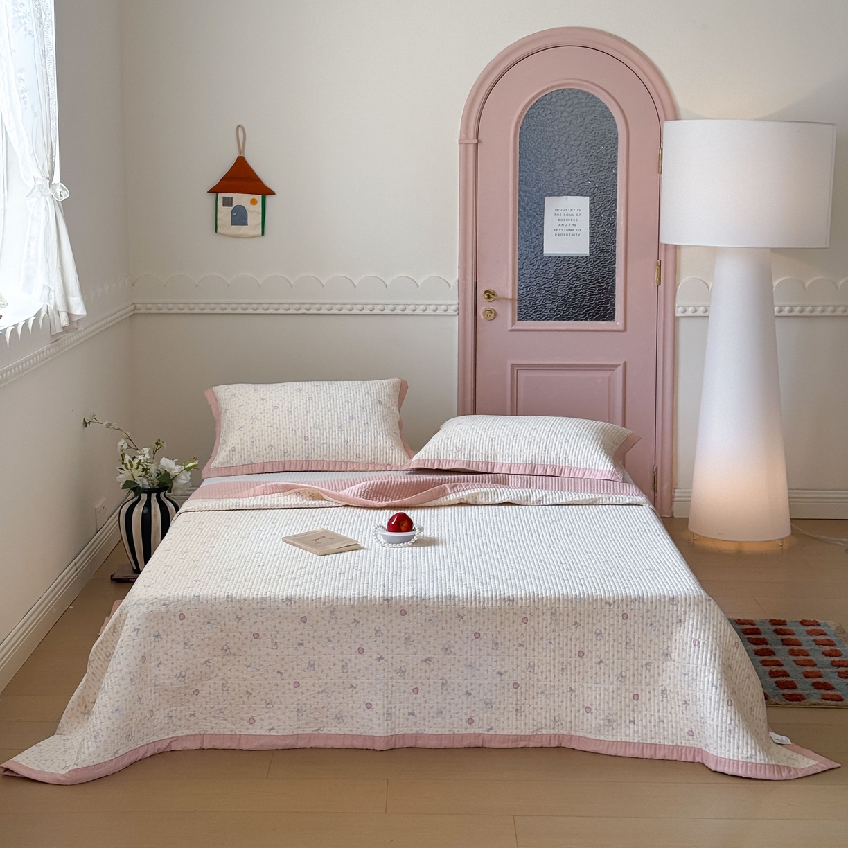 91家纺网 家纺一手货源 找家纺 床盖工厂店 2026春夏新款双面全棉床盖三件套 许许兔