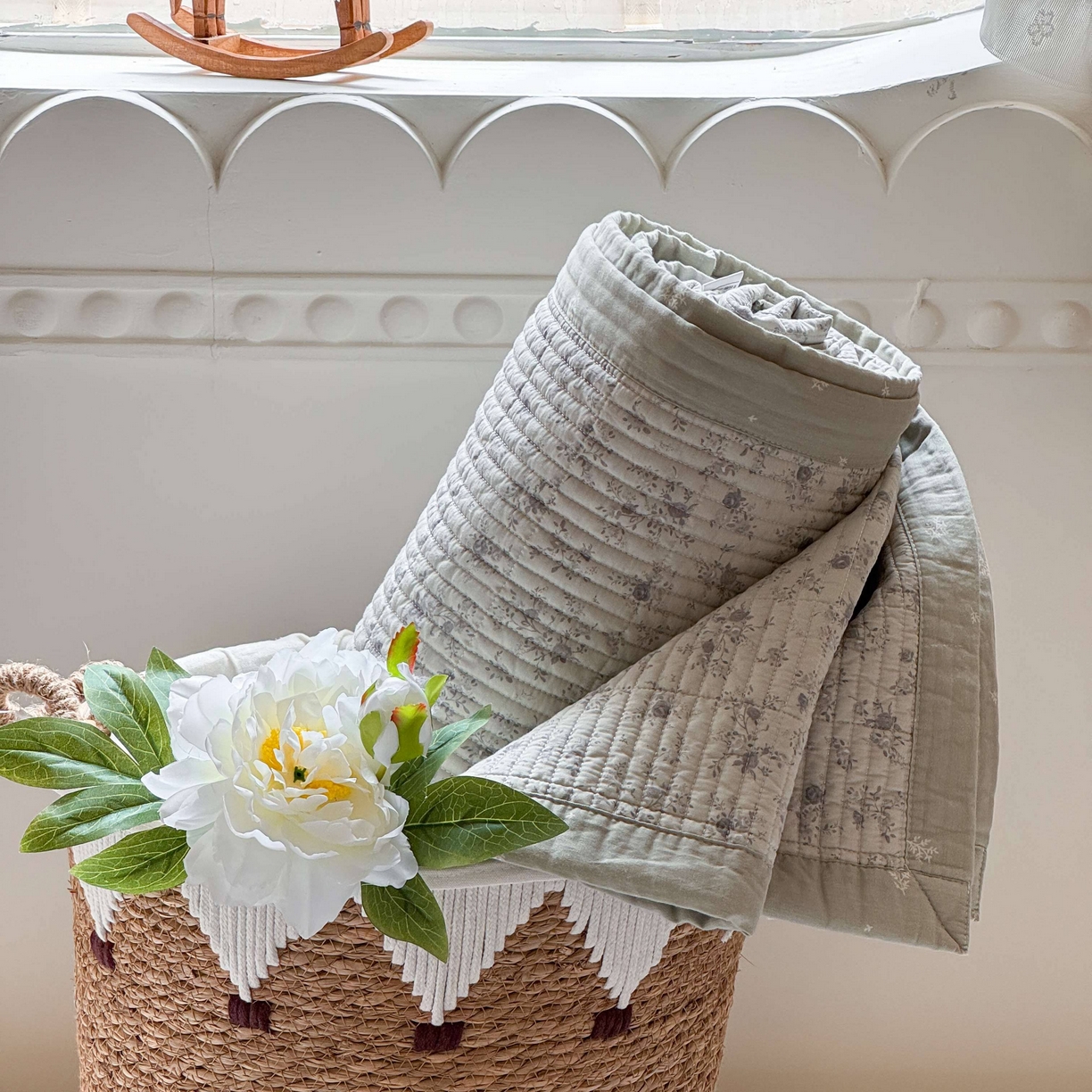 91家纺网 家纺一手货源 找家纺 床盖工厂店 2026春夏新款双面全棉床盖三件套 海棠依旧