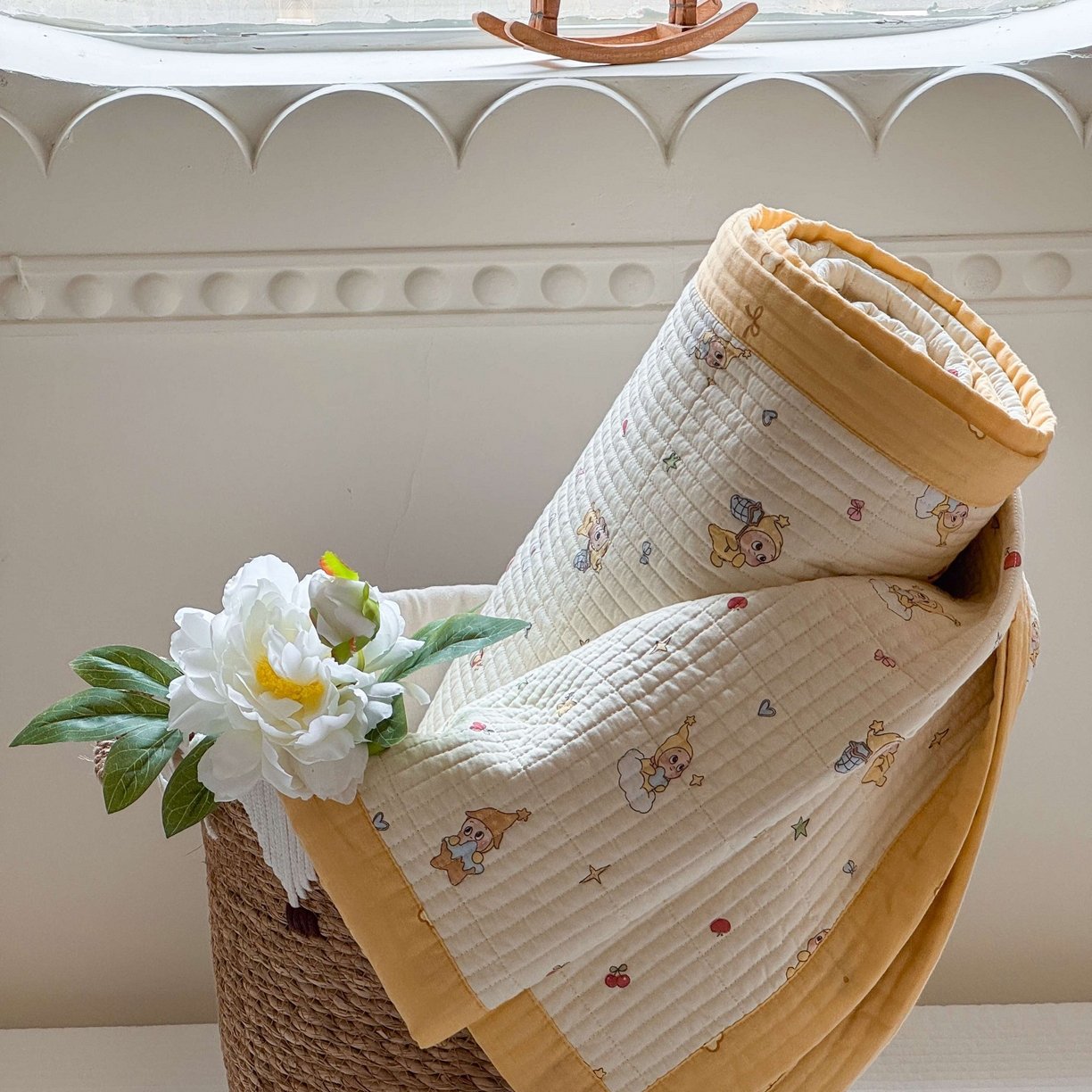 91家纺网 家纺一手货源 找家纺 床盖工厂店 2026春夏新款双面全棉床盖三件套 可爱星人