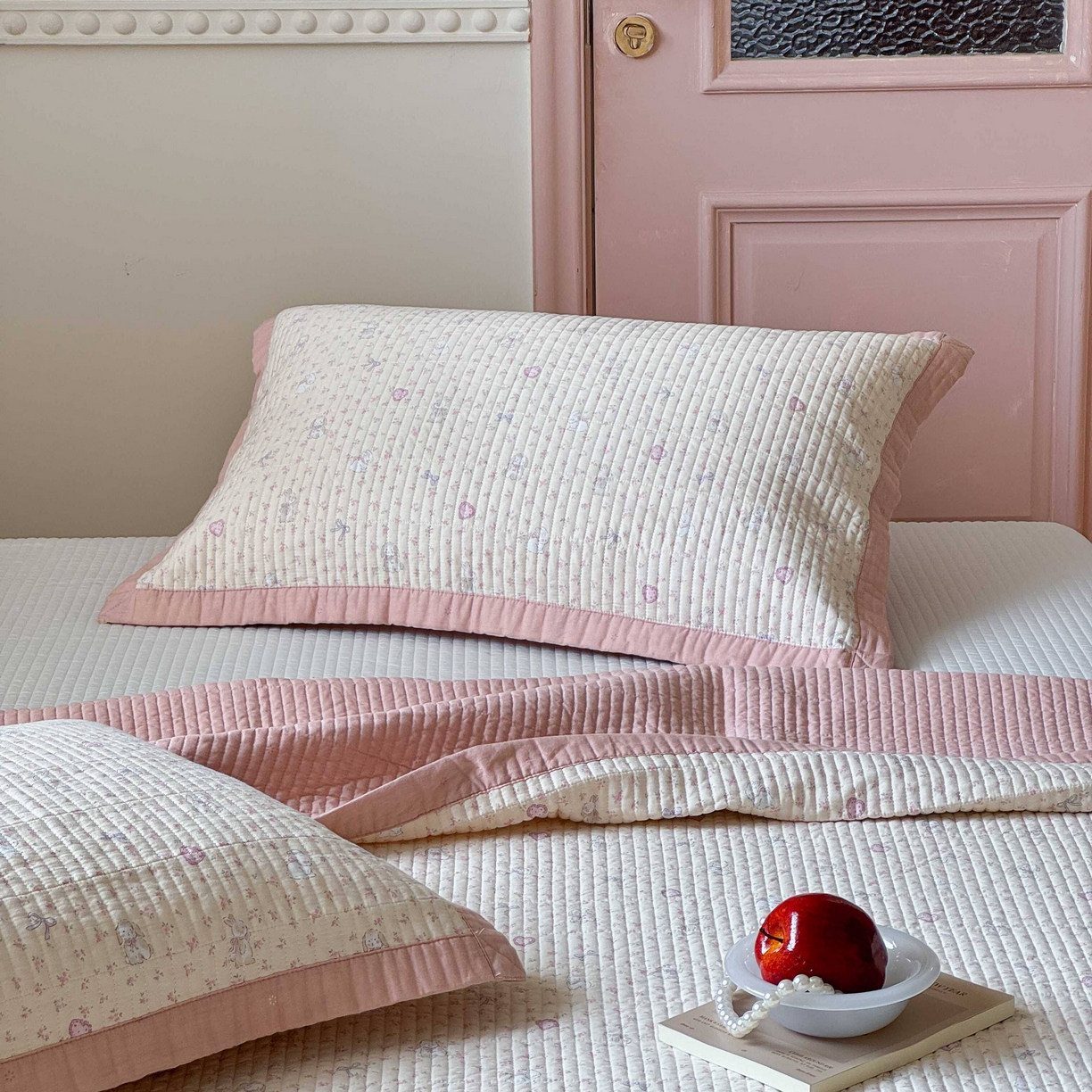 91家纺网 家纺一手货源 找家纺 床盖工厂店 2026春夏新款双面全棉床盖三件套 许许兔