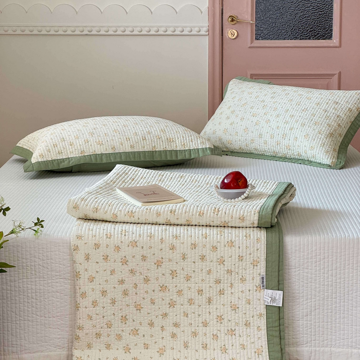 91家纺网 家纺一手货源 找家纺 床盖工厂店 2026春夏新款双面全棉床盖三件套 小月黄