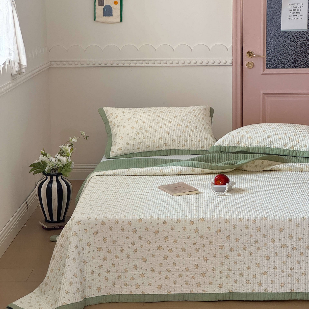 床盖工厂店 2026春夏新款双面全棉床盖三件套 小月黄