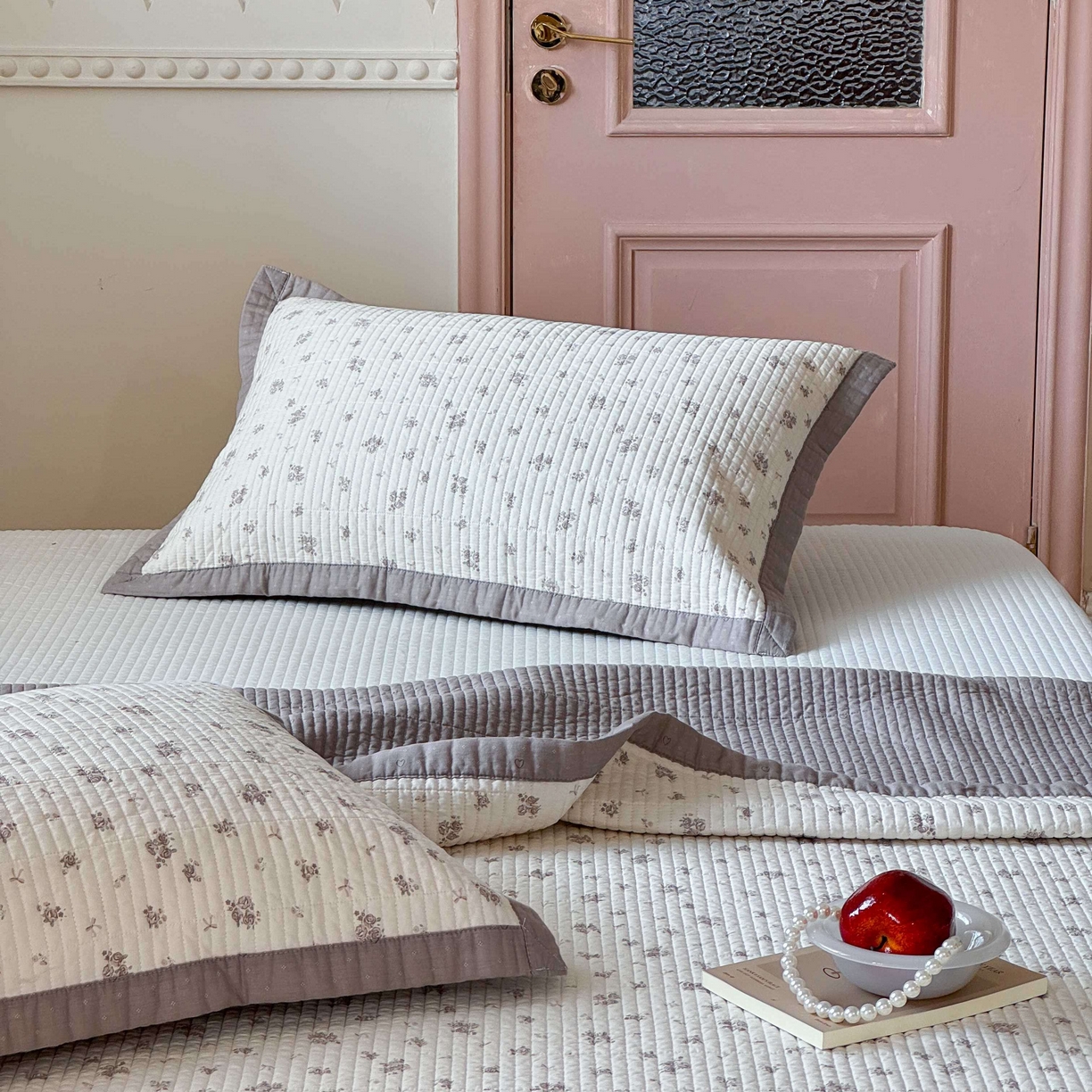 91家纺网 家纺一手货源 找家纺 床盖工厂店 2026春夏新款双面全棉床盖三件套 清晨花语