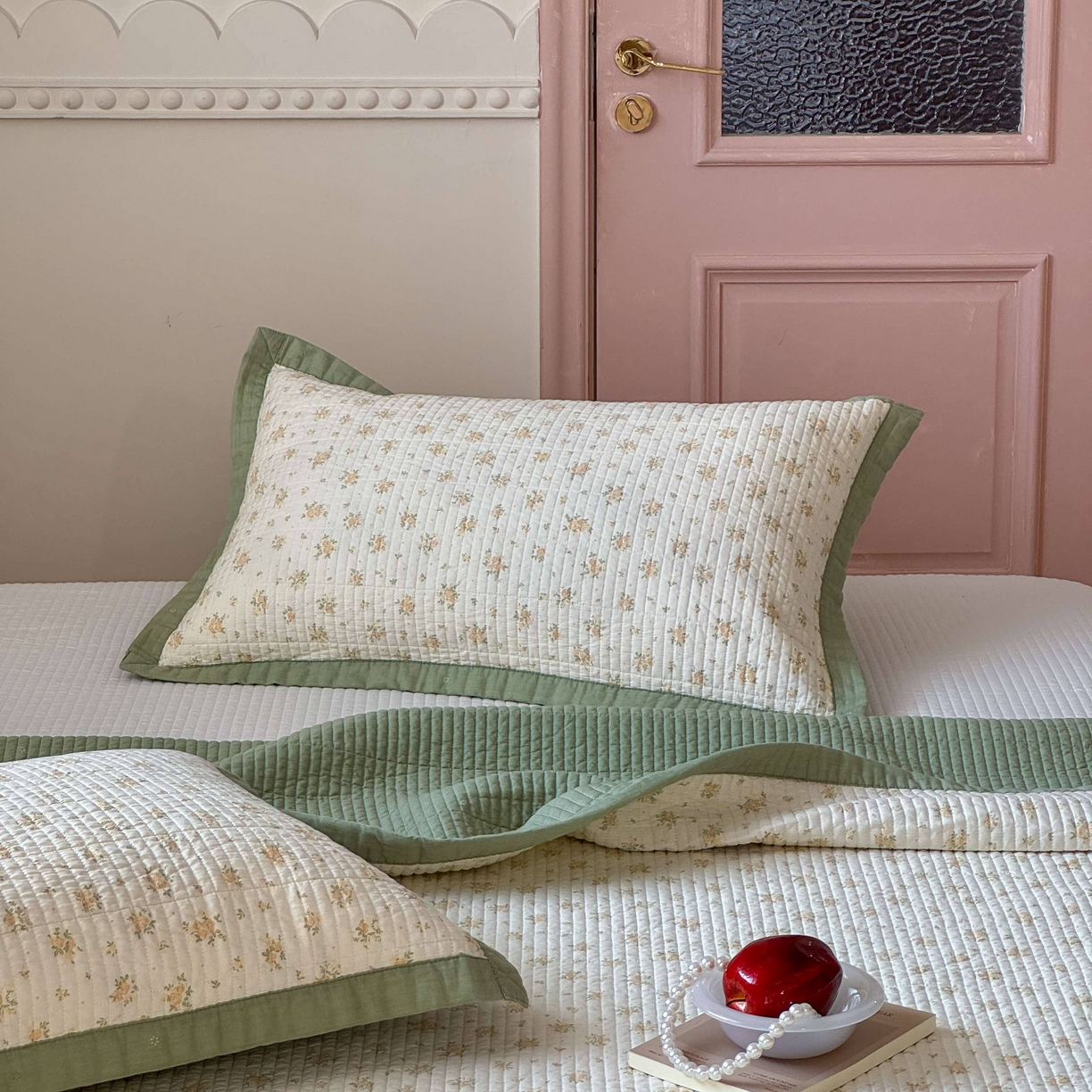 91家纺网 家纺一手货源 找家纺 床盖工厂店 2026春夏新款双面全棉床盖三件套 小月黄