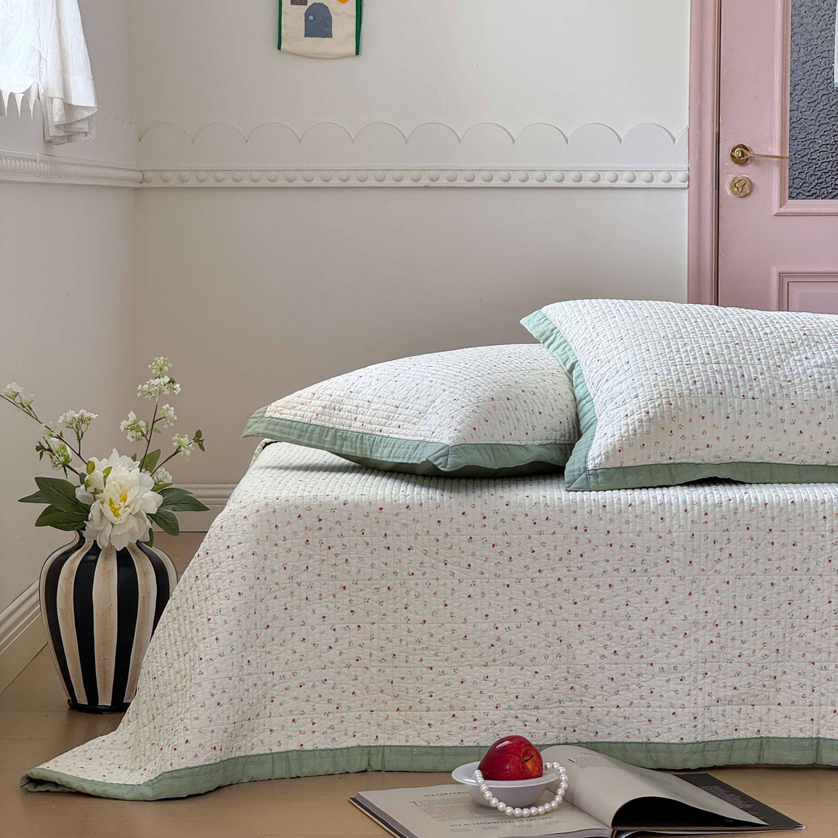 91家纺网 家纺一手货源 找家纺 床盖工厂店 2026春夏新款双面全棉床盖三件套 小野花