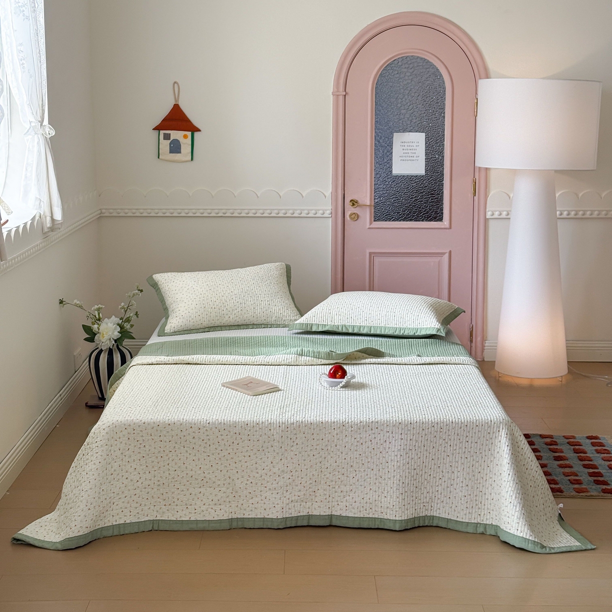 91家纺网 家纺一手货源 找家纺 床盖工厂店 2026春夏新款双面全棉床盖三件套 小野花