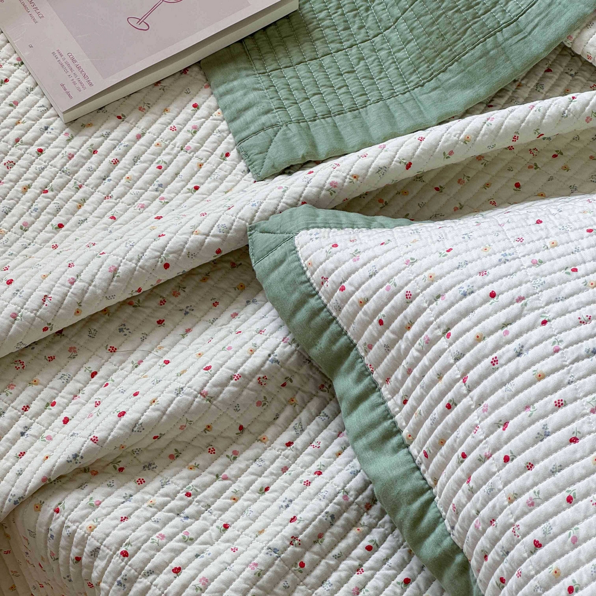 91家纺网 家纺一手货源 找家纺 床盖工厂店 2026春夏新款双面全棉床盖三件套 小野花