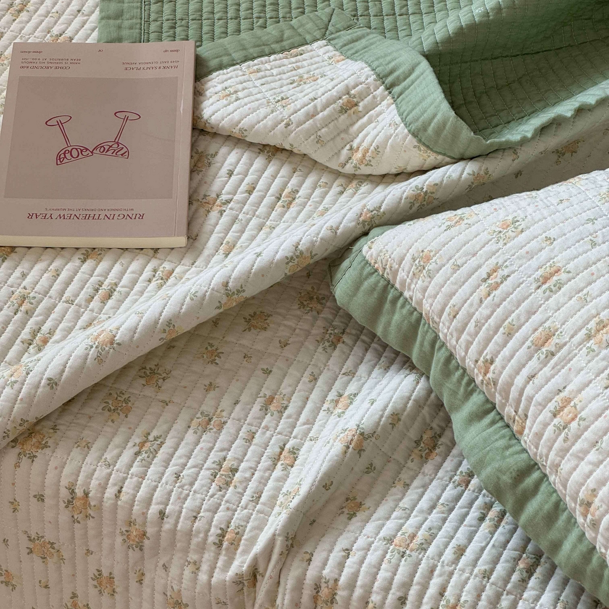 91家纺网 家纺一手货源 找家纺 床盖工厂店 2026春夏新款双面全棉床盖三件套 小月黄