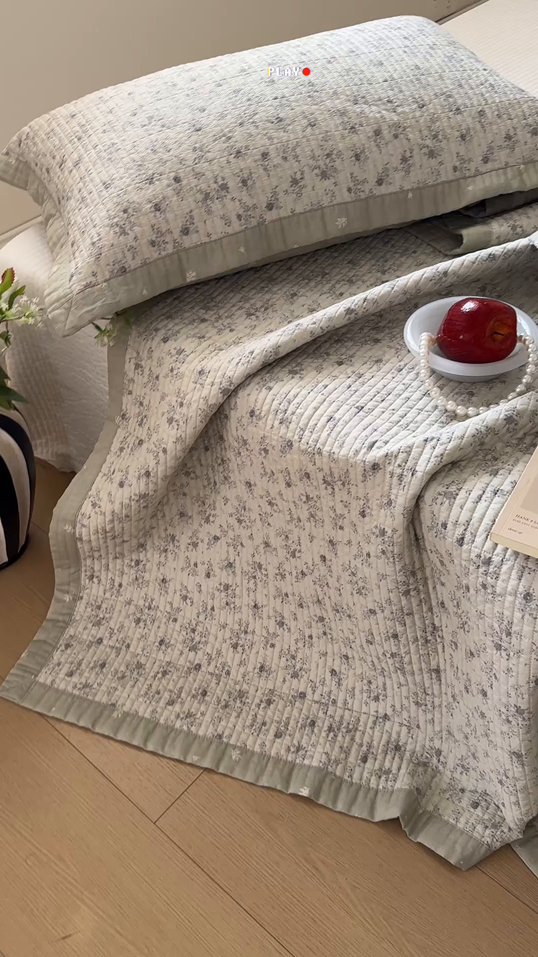 91家纺网 家纺一手货源 找家纺 床盖工厂店 2026春夏新款双面全棉床盖三件套 海棠依旧