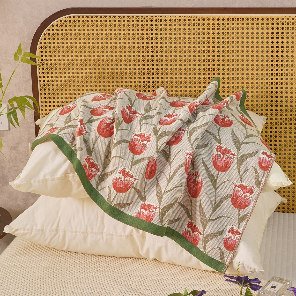 91家纺网 家纺一手货源 找家纺 （总）棠薇家纺 2026新款绑带款枕巾全棉纯棉四层斜纹纱布枕巾  防滑防脱落纯棉枕头巾