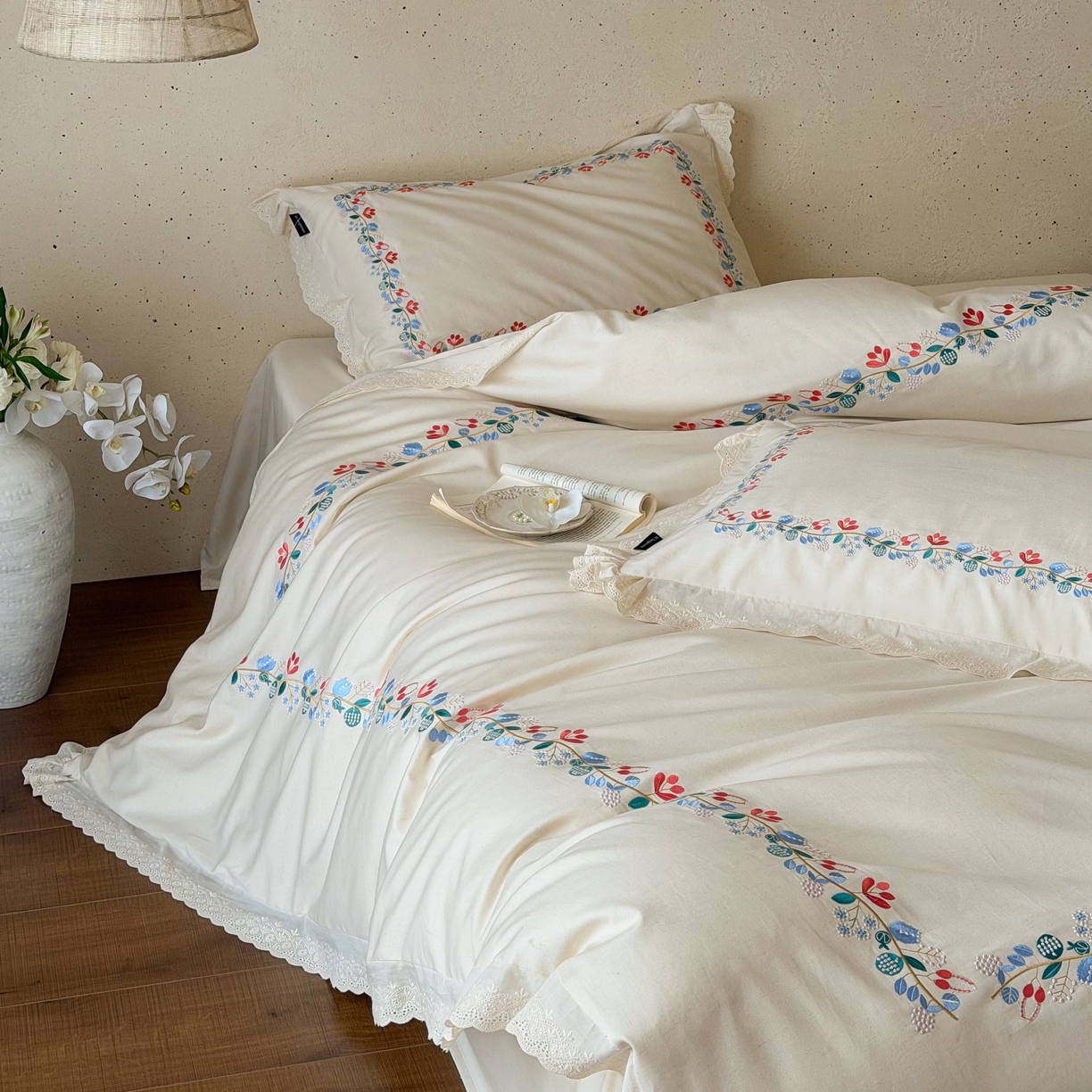 91家纺网 家纺一手货源 找家纺 （总）觅糖家纺 2026春夏新款刺绣棉麻贡缎系列四件套