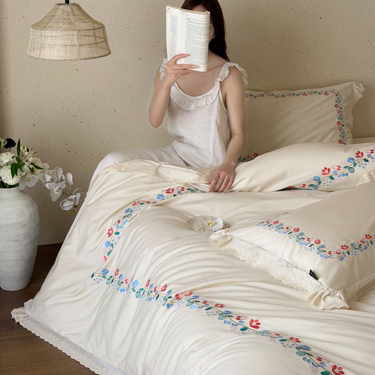 91家纺网 家纺一手货源 找家纺 （总）觅糖家纺 2026春夏新款刺绣棉麻贡缎系列四件套