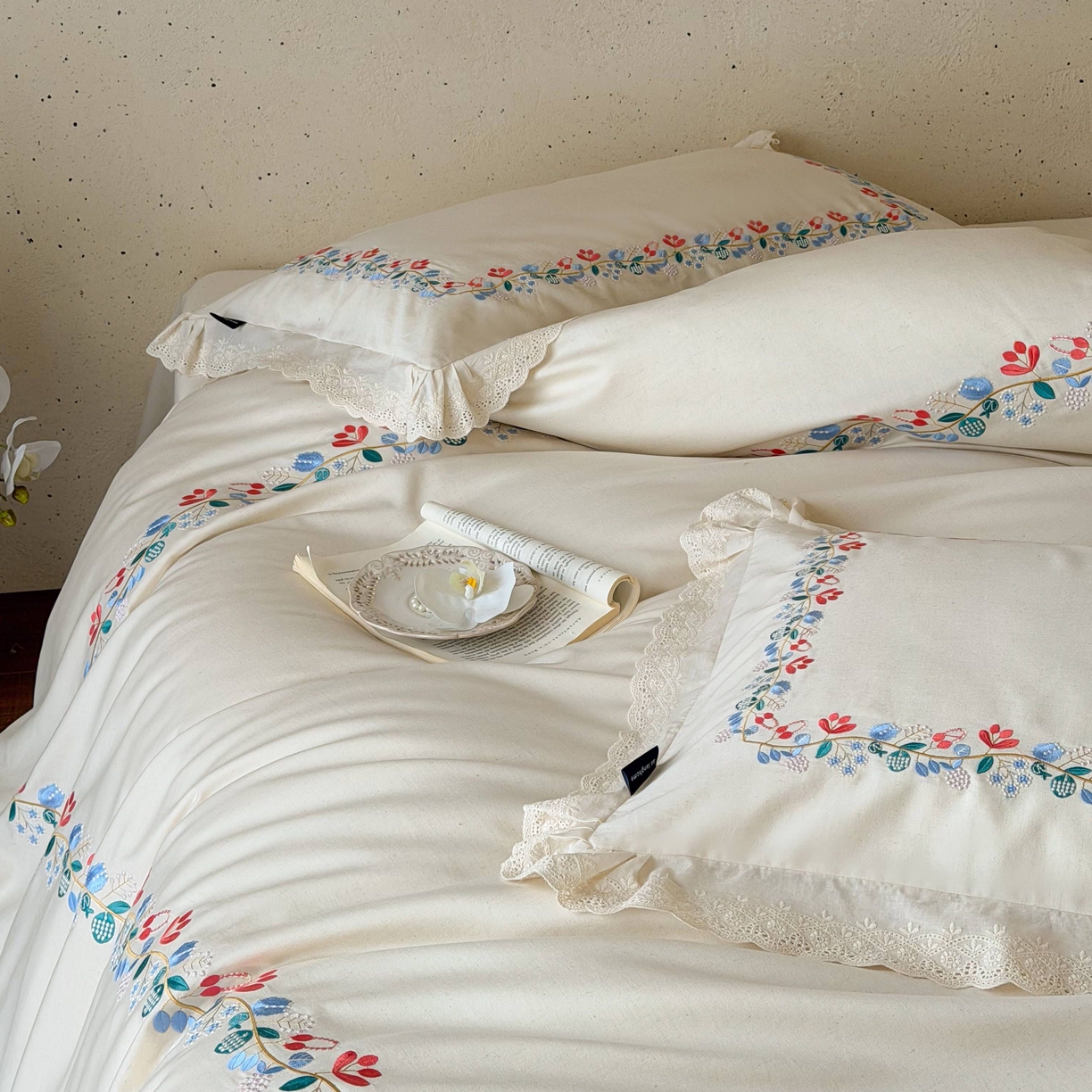 91家纺网 家纺一手货源 找家纺 （总）觅糖家纺 2026春夏新款刺绣棉麻贡缎系列四件套