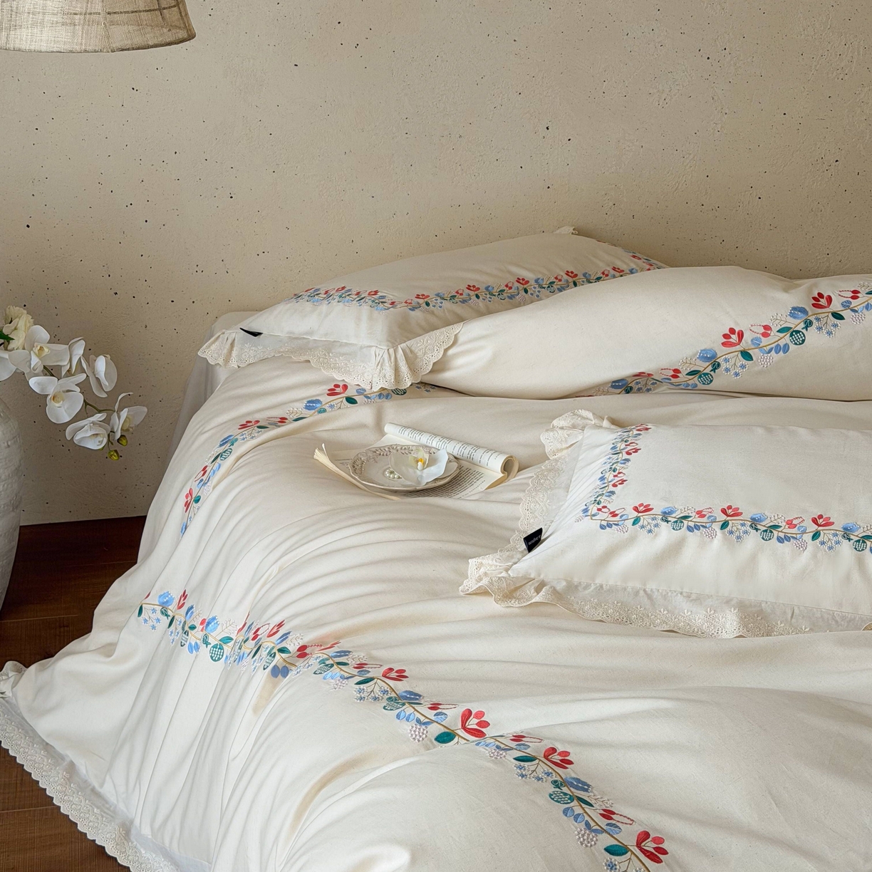 91家纺网 家纺一手货源 找家纺 （总）觅糖家纺 2026春夏新款刺绣棉麻贡缎系列四件套